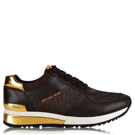 michael kors sneakers allie trainer black gold metallic women's shoes|Michael Kors allie stride size.